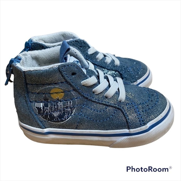 Vans Harry Potter Sneakers Sz 5.5 Toddler High Top Blue Metallic - Picture 1 of 9